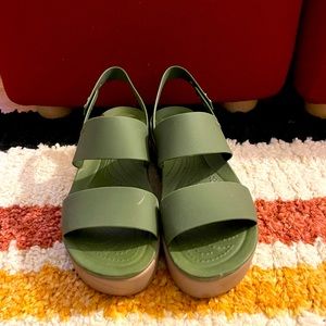 Olive Green Platform Sandals | CROCS